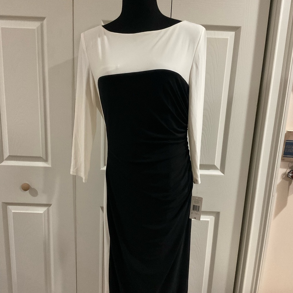 Ralph Lauren Black and White Long Sleeve Dress